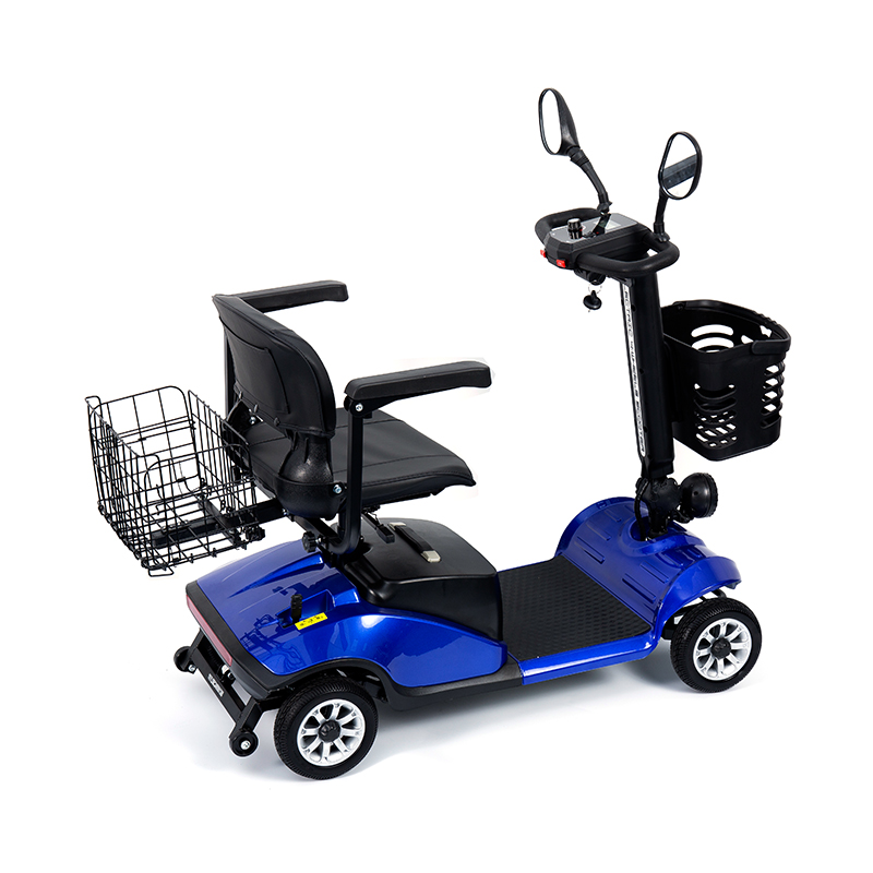 Scooter de movilidad liviano de 4 ruedas plegable de 4 ruedas plegable con canasta