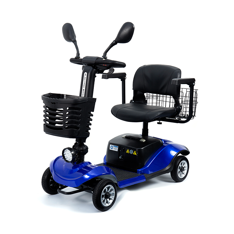 Scooter de movilidad liviano de 4 ruedas plegable de 4 ruedas plegable con canasta