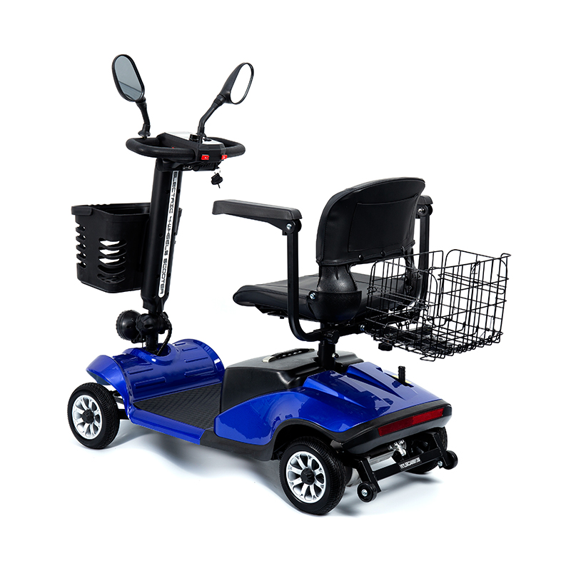 Scooter de movilidad liviano de 4 ruedas plegable de 4 ruedas plegable con canasta