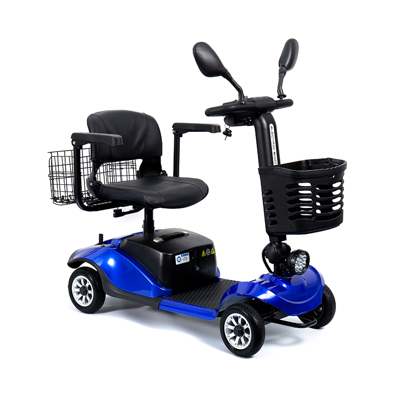 Scooter de movilidad liviano de 4 ruedas plegable de 4 ruedas plegable con canasta