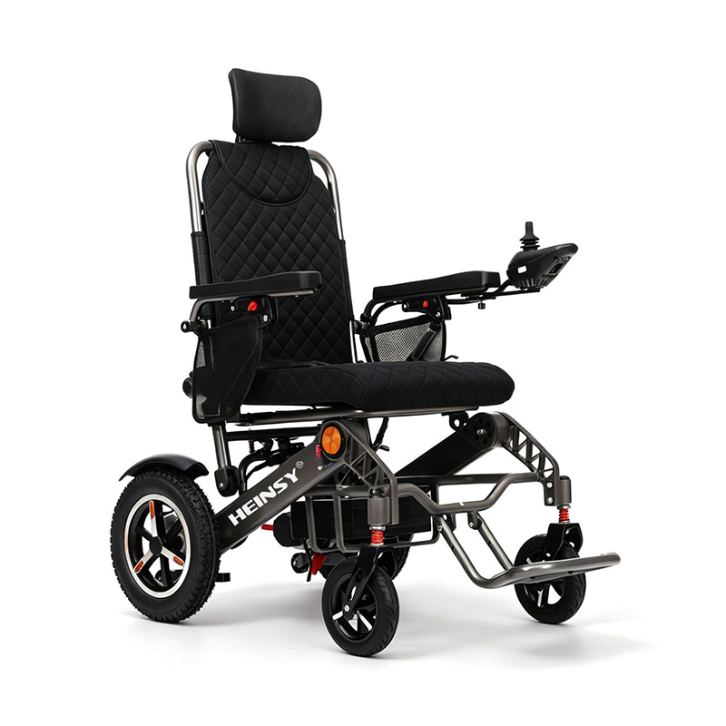 Silla de ruedas eléctrica portátil de fibra de carbono F20B con reposabrazos abatibles